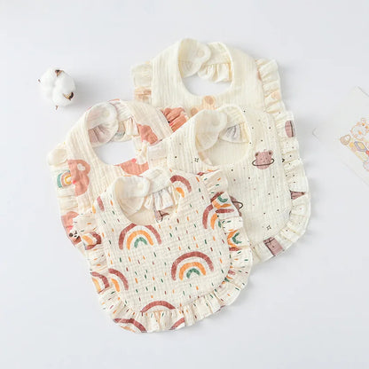 Soft Cotton Bib for Babies – Ruffle Trim Feeding & Drool Bib