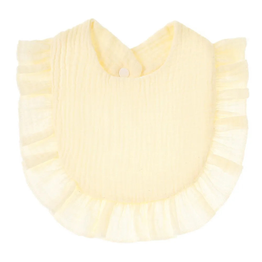 Soft Cotton Bib for Babies – Ruffle Trim Feeding & Drool Bib