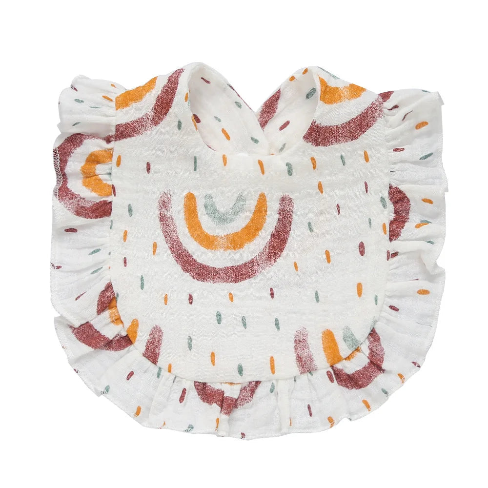 Soft Cotton Bib for Babies – Ruffle Trim Feeding & Drool Bib