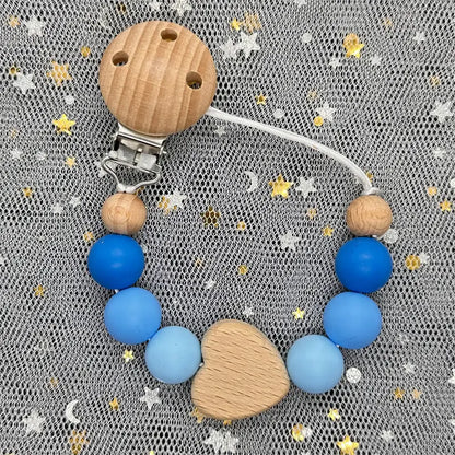 Custom Name DIY Silicone & Wooden Pacifier Clip – Personalized Teether Chain