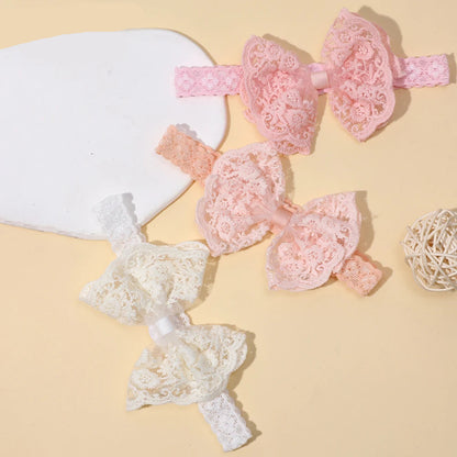 Soft Lace Bow Baby Girl Headband – Elastic Nylon Turban Hair Accessory