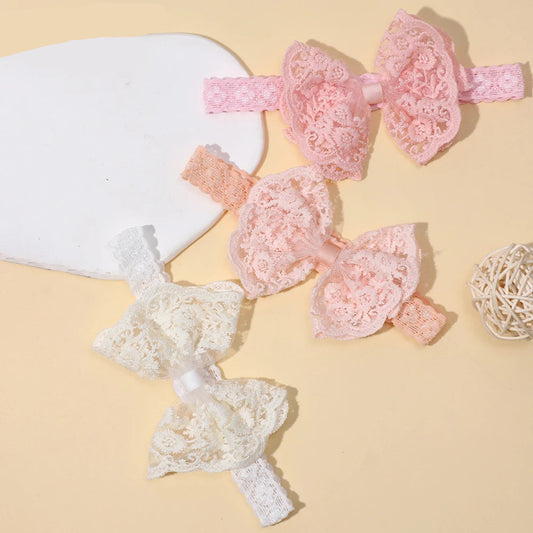 Soft Lace Bow Baby Girl Headband – Elastic Nylon Turban Hair Accessory