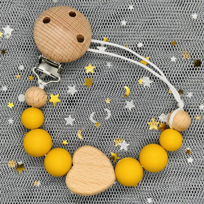 Custom Name DIY Silicone & Wooden Pacifier Clip – Personalized Teether Chain