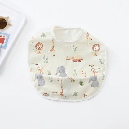 Waterproof Cartoon Baby Bib with Pocket – PU Feeding Apron for Toddlers