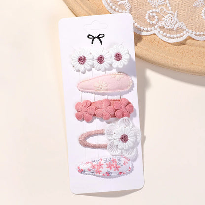 5Pcs Daisy Print BB Hair Clips for Girls – Sweet Style Hair Accessories Set