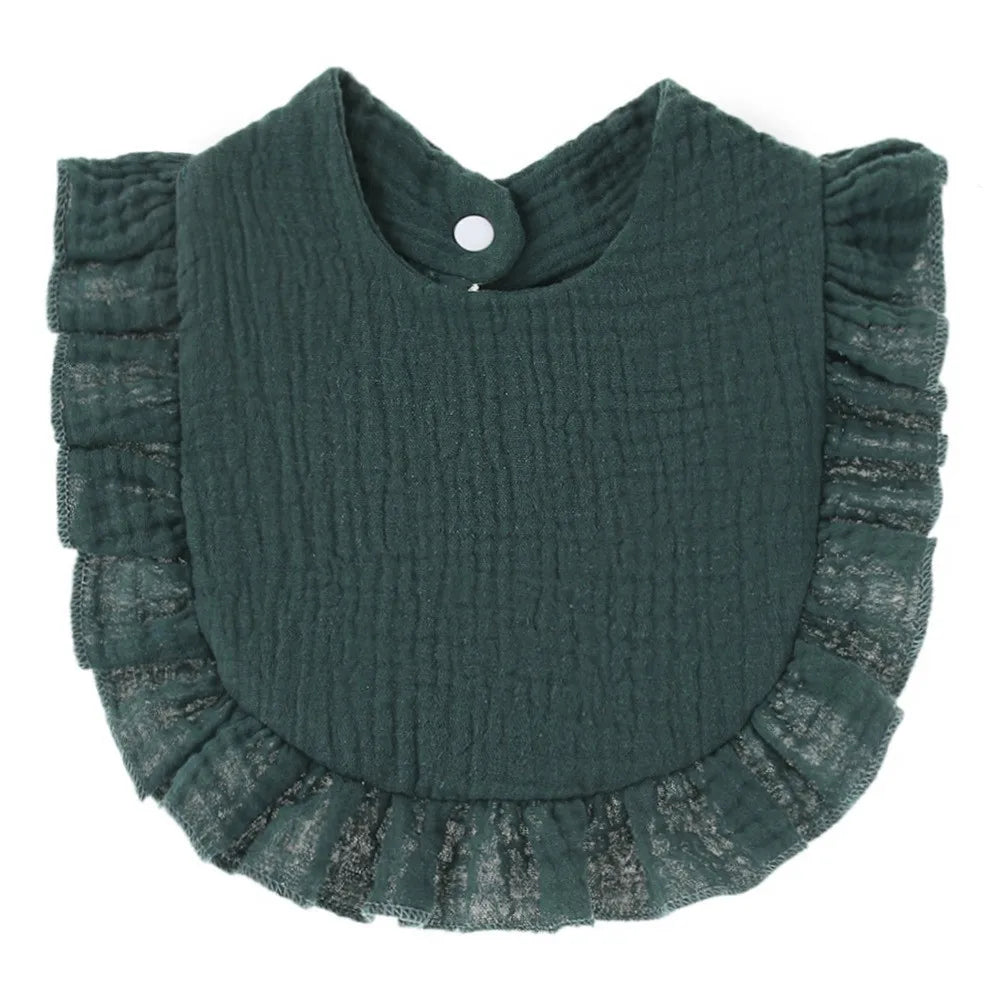 Soft Cotton Bib for Babies – Ruffle Trim Feeding & Drool Bib