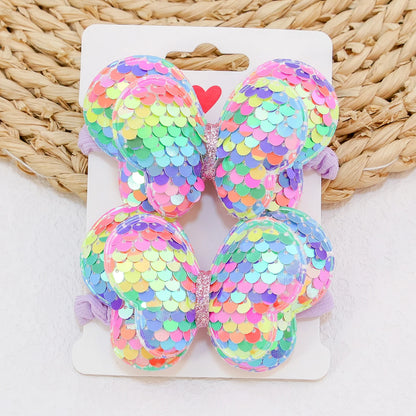 2Pcs Girls Butterfly Bow Hair Ties – Elastic Ponytail Holders