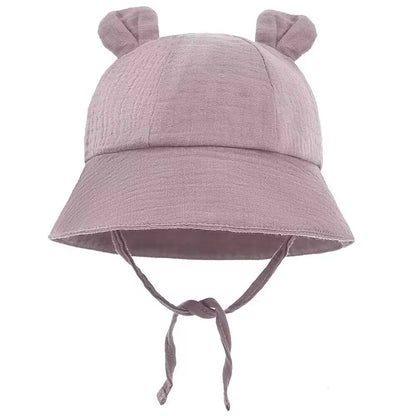 Solid Color Baby Bucket Hat – Soft Cotton Fisherman Sun Cap