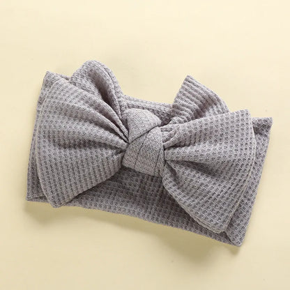 Waffle Knit Baby Headband – Newborn Big Bow Hair Accessory for Girls