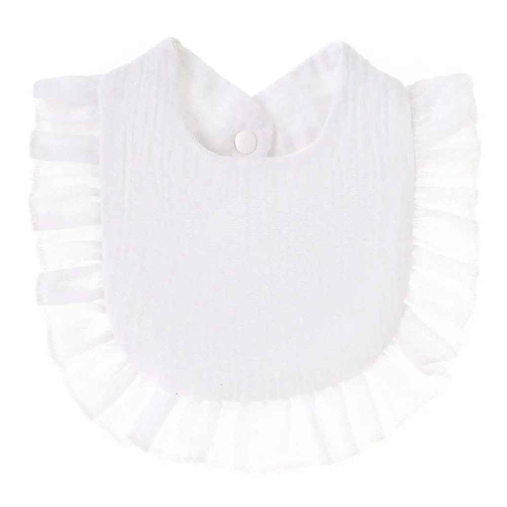Soft Cotton Bib for Babies – Ruffle Trim Feeding & Drool Bib