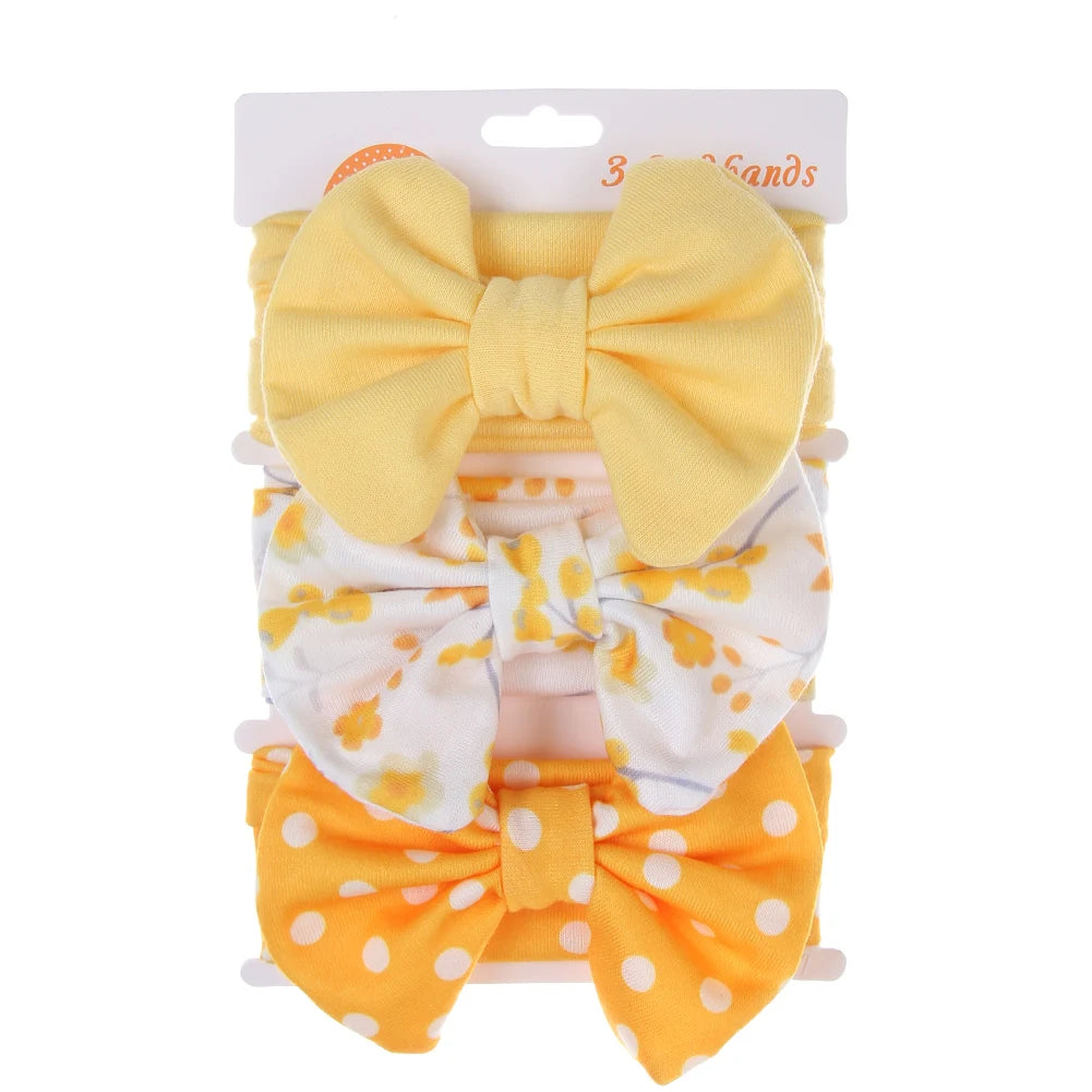 3Pcs/Set Printed Baby Headbands – Cotton Bow Hairbands