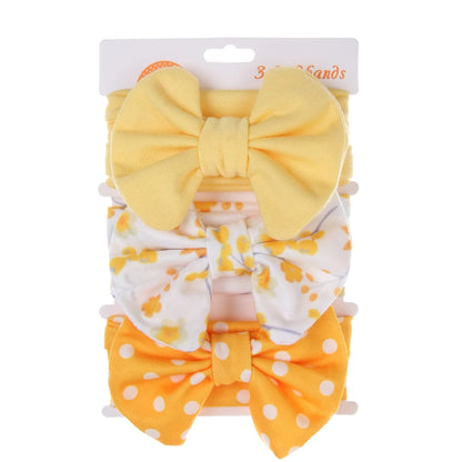 3Pcs/Set Printed Baby Headbands – Cotton Bow Hairbands