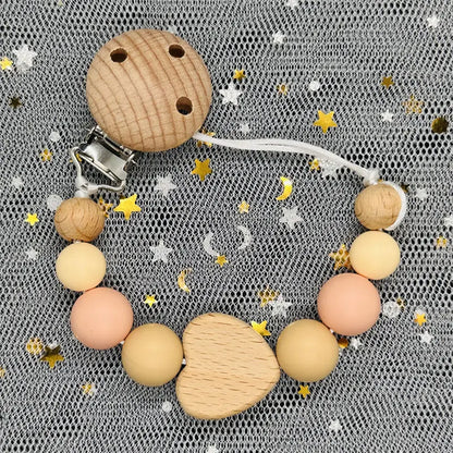 Custom Name DIY Silicone & Wooden Pacifier Clip – Personalized Teether Chain