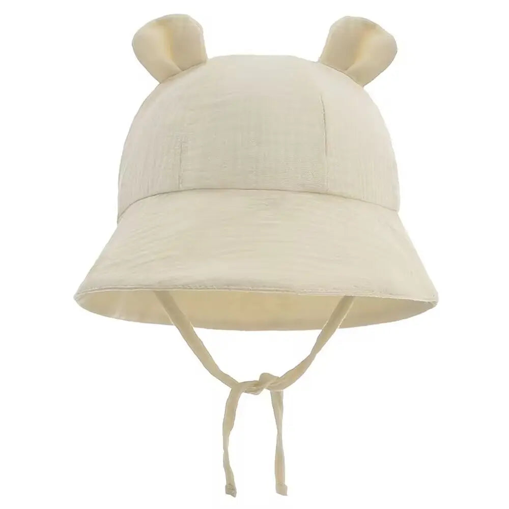 Solid Color Baby Bucket Hat – Soft Cotton Fisherman Sun Cap