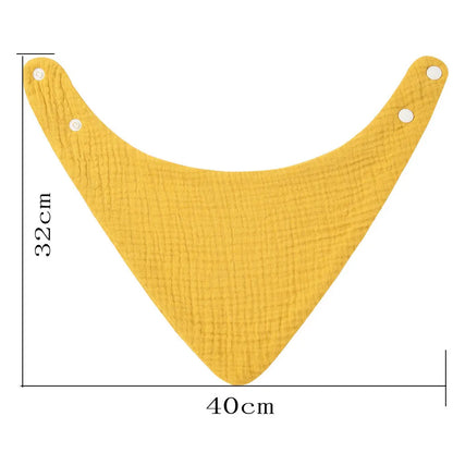 Crepe Cotton Baby Bandana Bib – Soft Triangle Feeding & Drool Cloth for Newborns