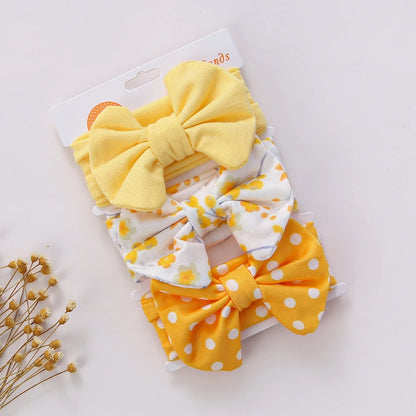 3Pcs/Set Printed Baby Headbands – Cotton Bow Hairbands