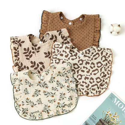 Lightweight Floral Baby Bib – Soft Cotton Gauze & Towel, Dual-Use Burp Cloth