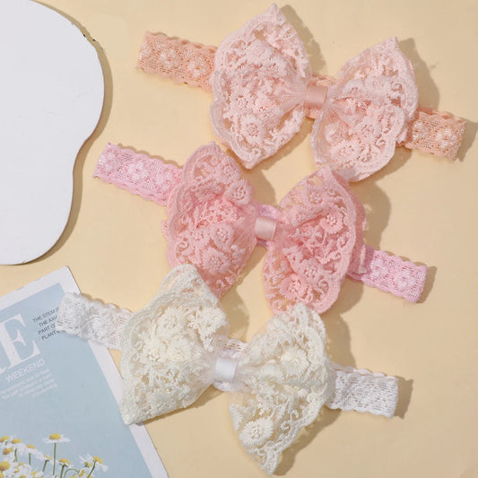 Soft Lace Bow Baby Girl Headband – Elastic Nylon Turban Hair Accessory