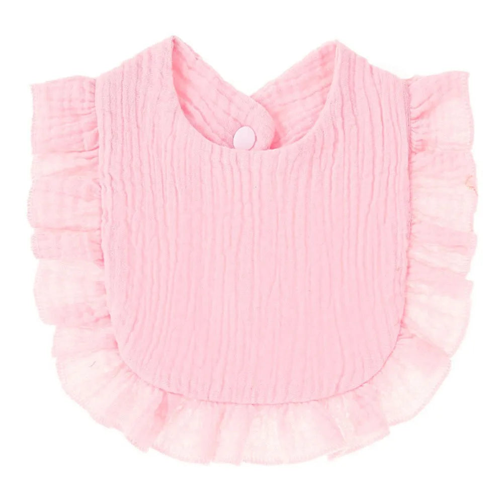 Soft Cotton Bib for Babies – Ruffle Trim Feeding & Drool Bib