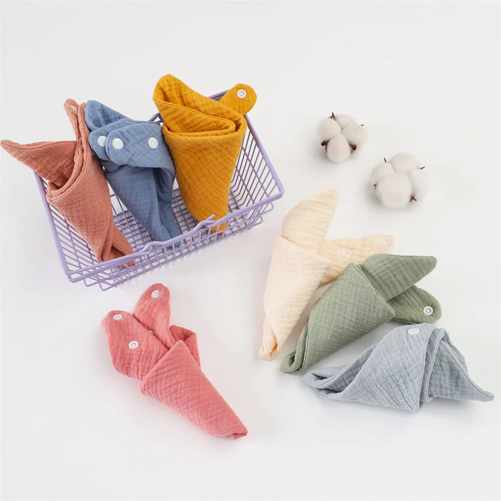 Crepe Cotton Baby Bandana Bib – Soft Triangle Feeding & Drool Cloth for Newborns
