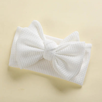 Waffle Knit Baby Headband – Newborn Big Bow Hair Accessory for Girls