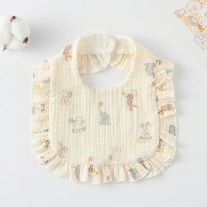 Soft Cotton Bib for Babies – Ruffle Trim Feeding & Drool Bib