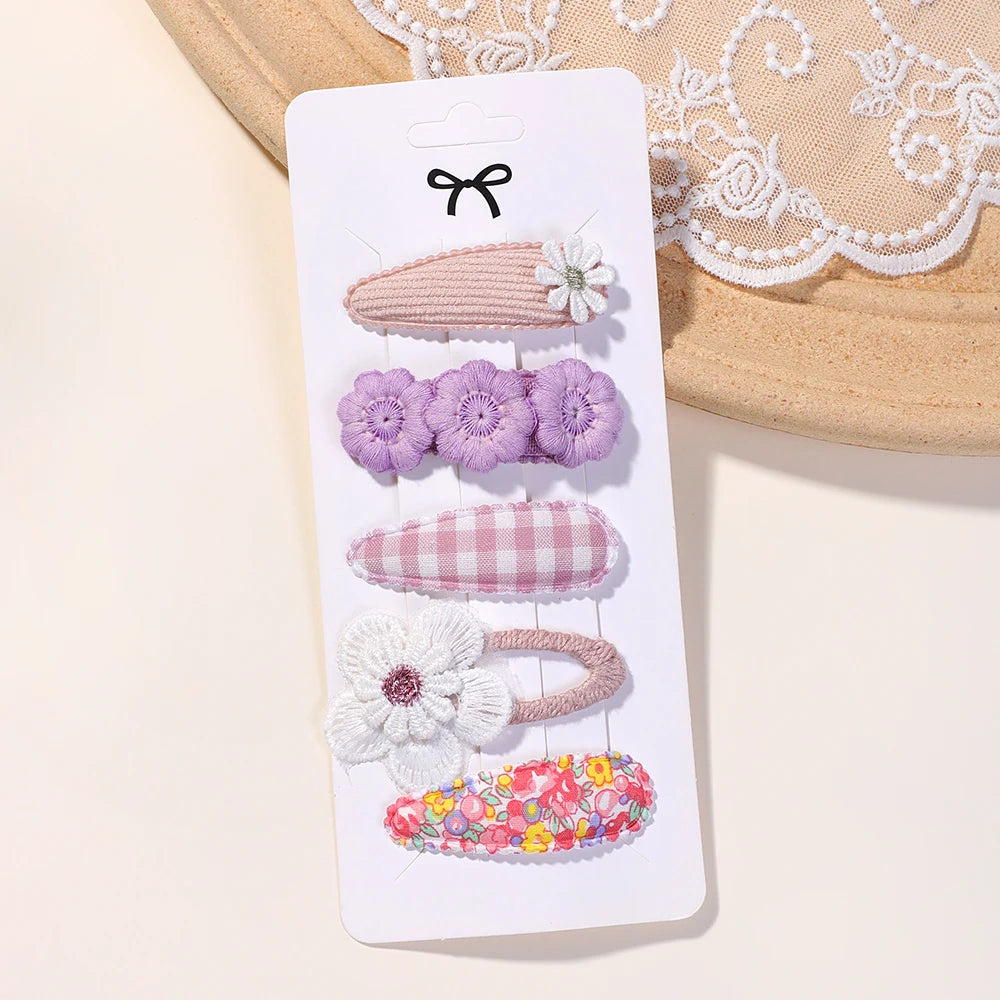 5Pcs Daisy Print BB Hair Clips for Girls – Sweet Style Hair Accessories Set