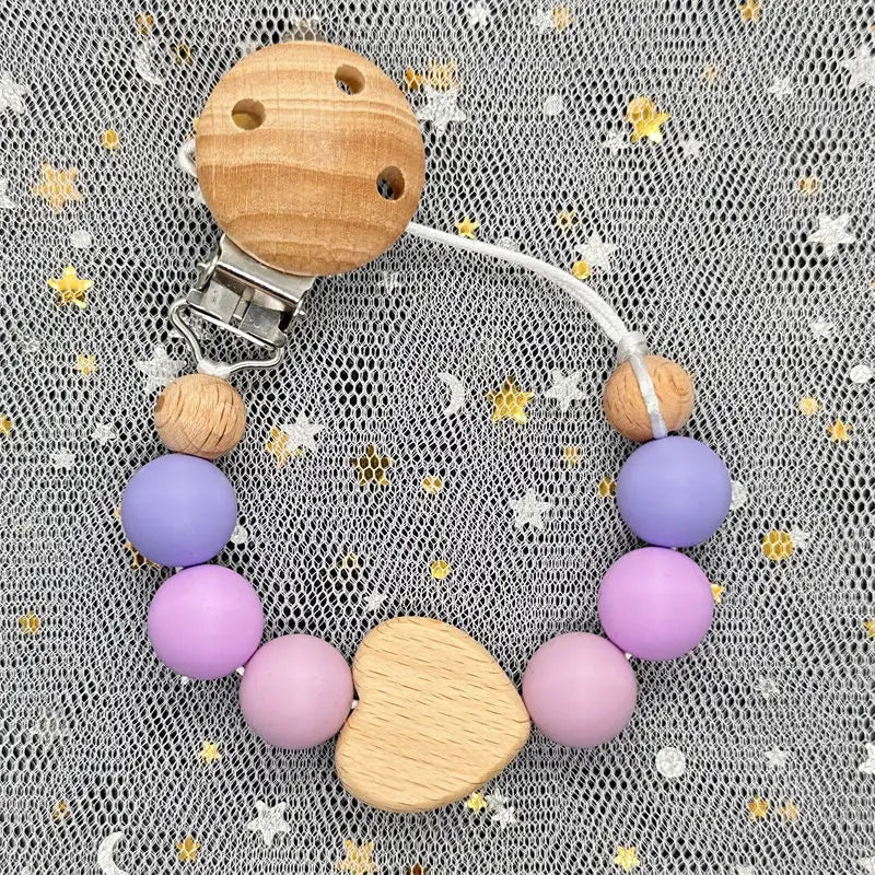 Custom Name DIY Silicone & Wooden Pacifier Clip – Personalized Teether Chain