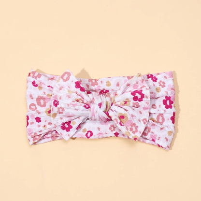 3Pcs Soft Nylon Knot Bow Baby Headbands – Cable Knit Turban Wraps