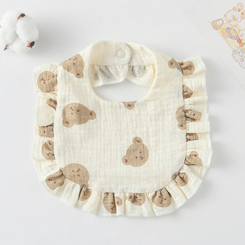 Soft Cotton Bib for Babies – Ruffle Trim Feeding & Drool Bib