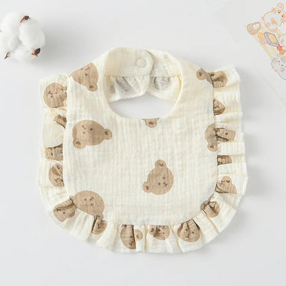 Soft Cotton Bib for Babies – Ruffle Trim Feeding & Drool Bib