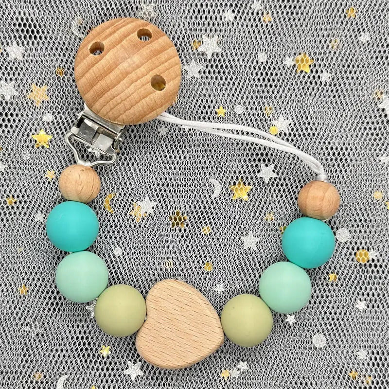 Custom Name DIY Silicone & Wooden Pacifier Clip – Personalized Teether Chain