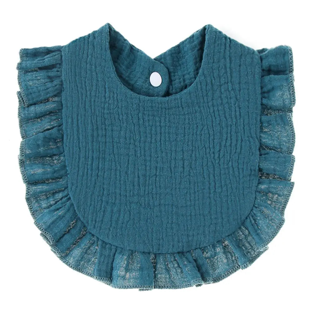 Soft Cotton Bib for Babies – Ruffle Trim Feeding & Drool Bib