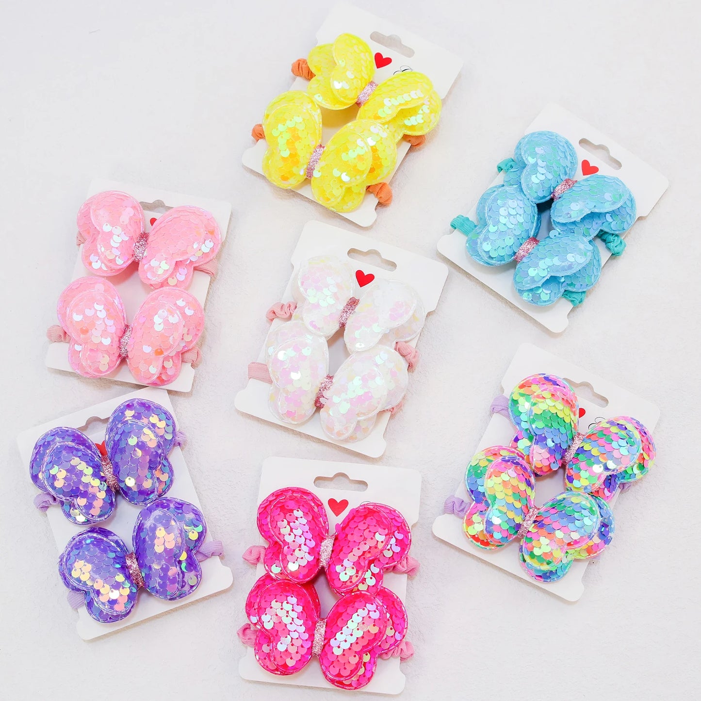 2Pcs Girls Butterfly Bow Hair Ties – Elastic Ponytail Holders