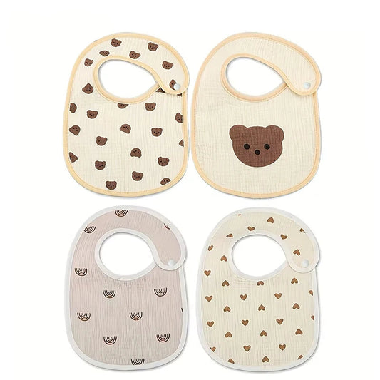 2-Pack Cotton Gauze Baby Bibs – Soft & Waterproof Burp Cloths