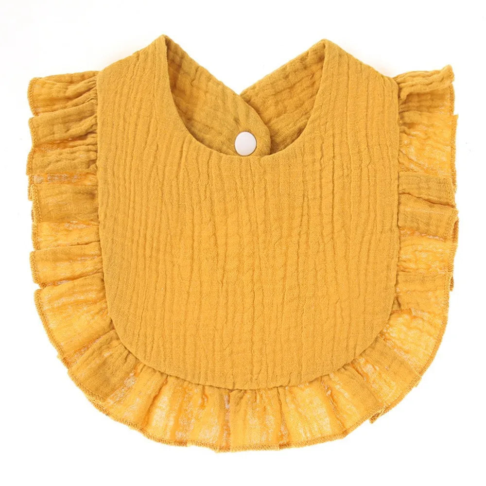 Soft Cotton Bib for Babies – Ruffle Trim Feeding & Drool Bib