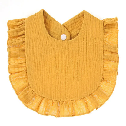 Soft Cotton Bib for Babies – Ruffle Trim Feeding & Drool Bib