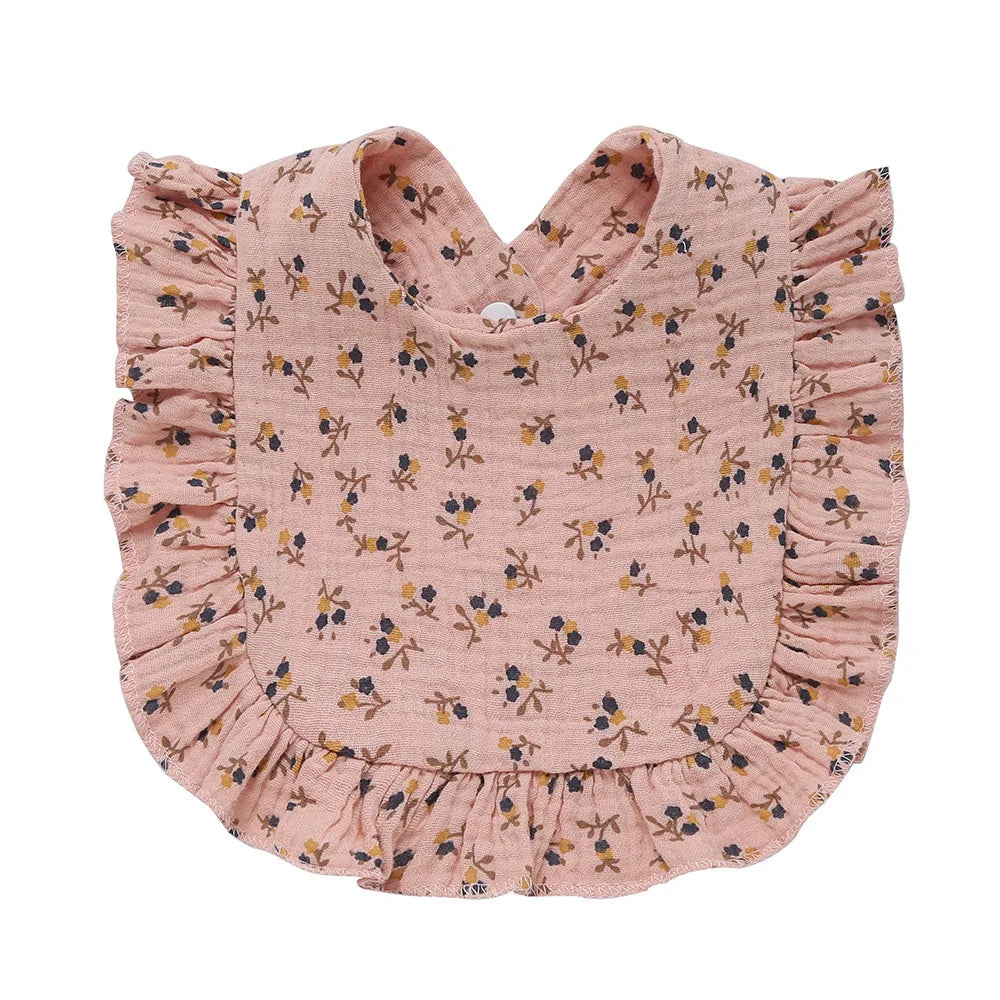Soft Cotton Bib for Babies – Ruffle Trim Feeding & Drool Bib