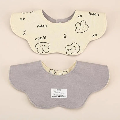 360° Rotatable Cotton Baby Bib – 6-Layer Double-Sided Animal Print