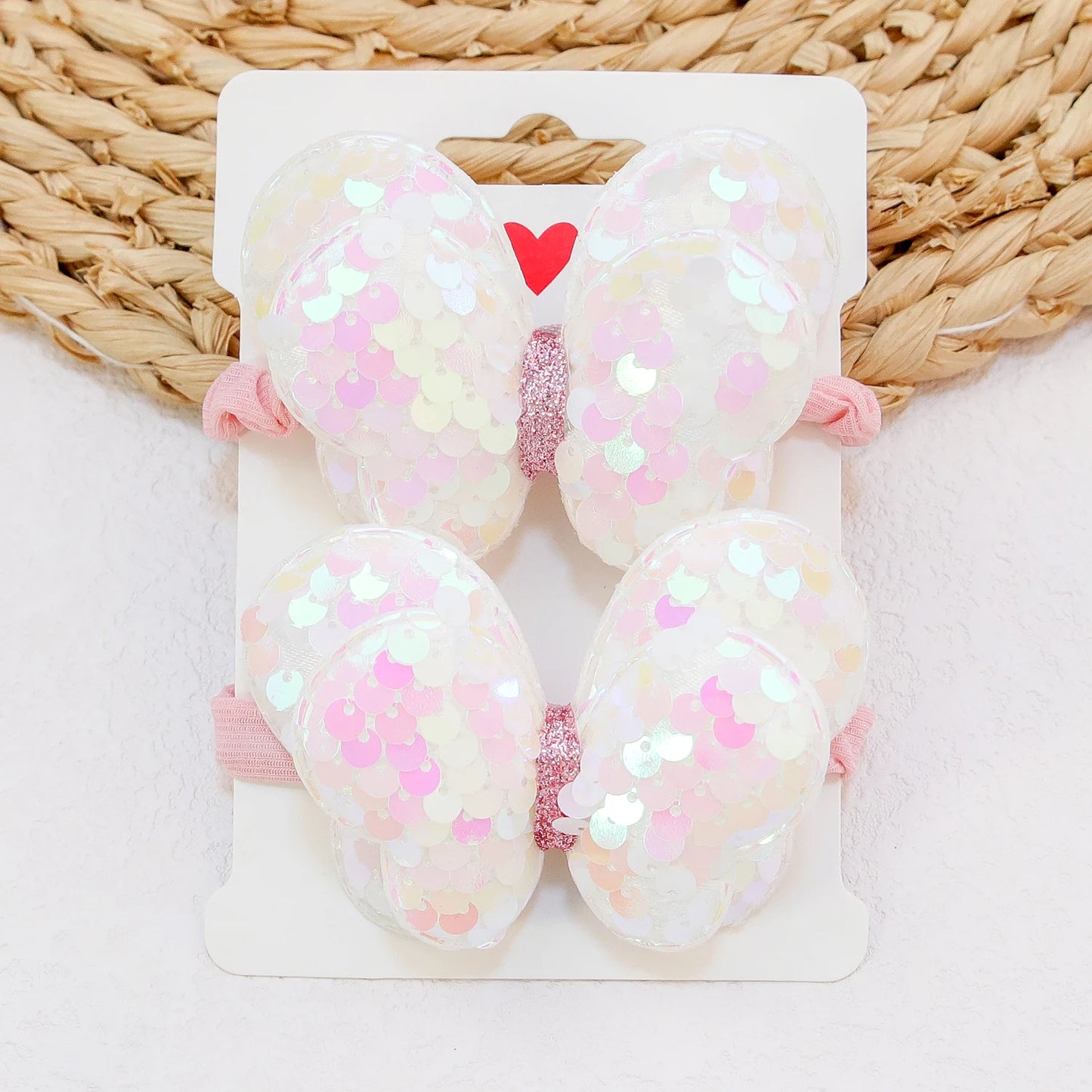 2Pcs Girls Butterfly Bow Hair Ties – Elastic Ponytail Holders
