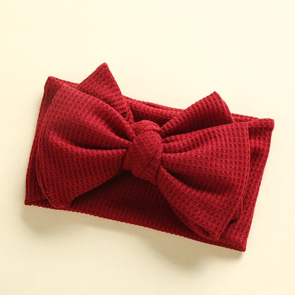 Waffle Knit Baby Headband – Newborn Big Bow Hair Accessory for Girls