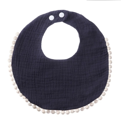 Solid Cotton Gauze Baby Bib – Soft Tassel Bandana Burp Cloth