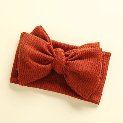 Waffle Knit Baby Headband – Newborn Big Bow Hair Accessory for Girls