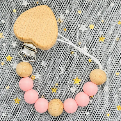Custom Name DIY Silicone & Wooden Pacifier Clip – Personalized Teether Chain