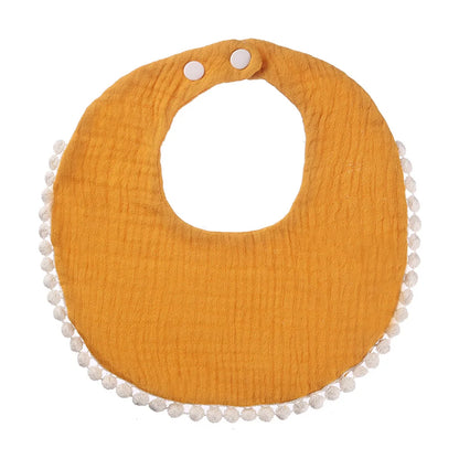 Solid Cotton Gauze Baby Bib – Soft Tassel Bandana Burp Cloth