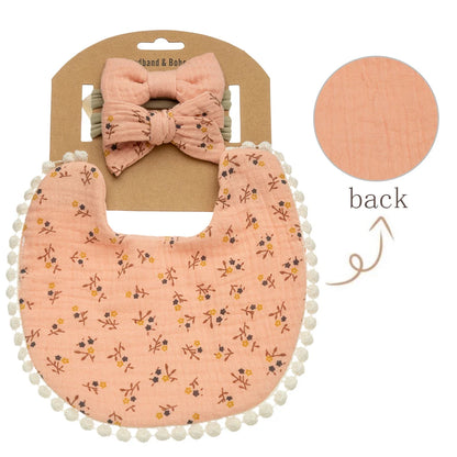 3-Pack Baby Flower Bibs & Bow Headband Set