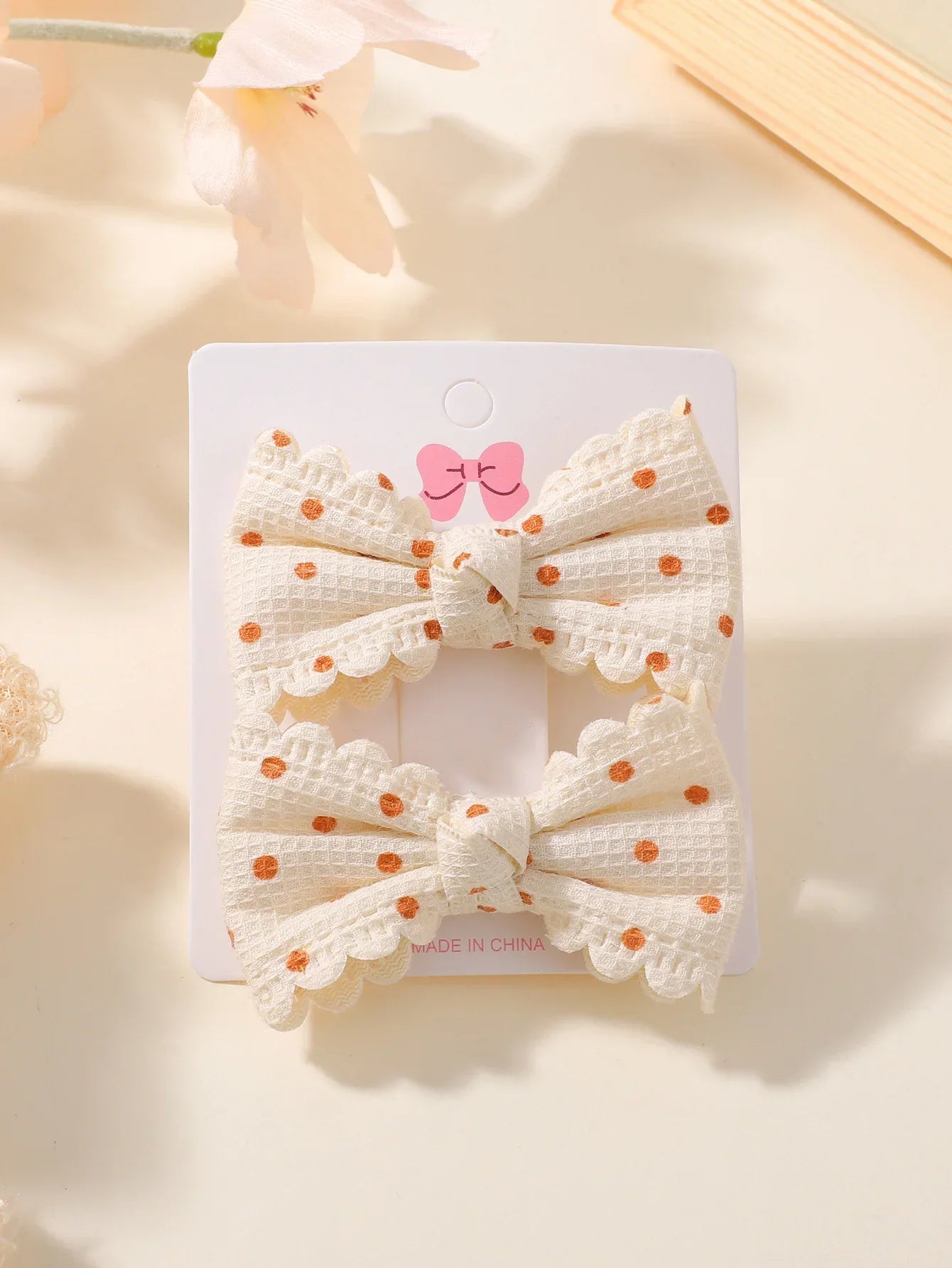 2Pcs Flower Print Bow Hair Clips for Baby Girls – Handmade Plaid Bowknot Hairpins