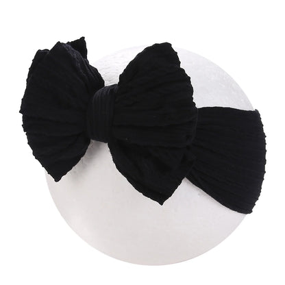 Solid Cable Bow Baby Headband – Soft Stretchy Nylon Turban