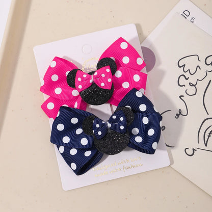 2Pcs Polka Dot Bow Hair Clips for Girls – Cute Cartoon Hairpins