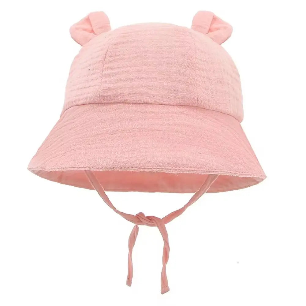 Solid Color Baby Bucket Hat – Soft Cotton Fisherman Sun Cap